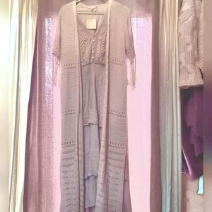 2 ITEMS: BOHO Prairie MAXI DRESS XL NWT&Davi & Dani Wrap MAXI Fringe Cardigan LG